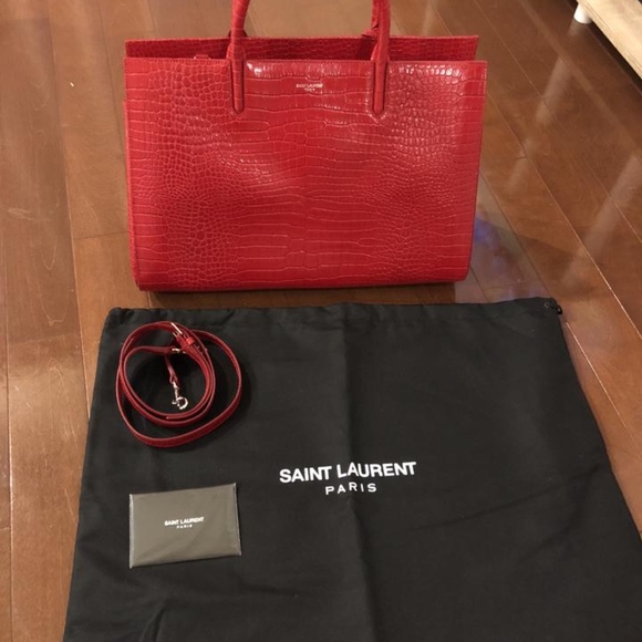 Saint Laurent Cabas Rive Gauche New W/ Tag Croc Em - Picture 2 of 8